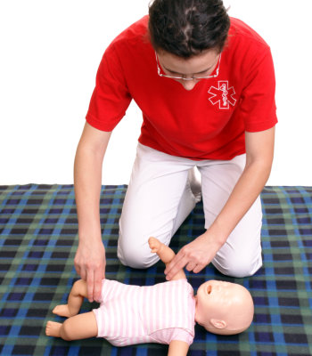 Infant pulse check demonstration. Training, model